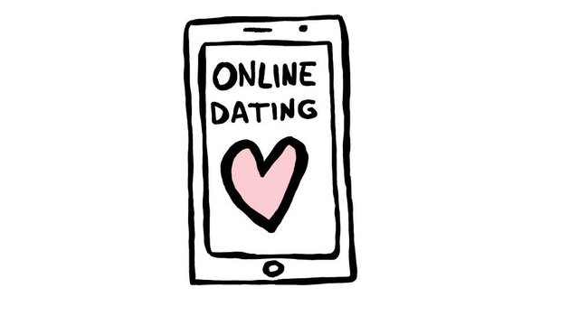 Handmade dating app on smartphone screen doodle animation. Pure white background.