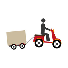 pictogram in scooter with Freight car icon vector illustration