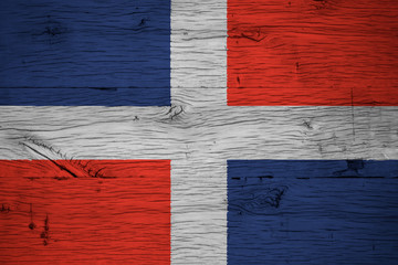 Dominican Republic national flag painted old oak wood