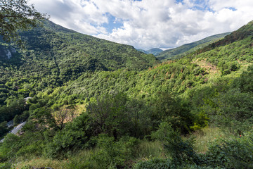 Fototapeta na wymiar Amazing Landscape to Rhodopes mountain from Asen's Fortress, Plovdiv Region, Bulgaria