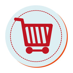 circular border with silhouette shopping cart vector illustration