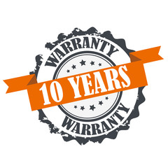 10 years warranty stamp. Sign.Symbol