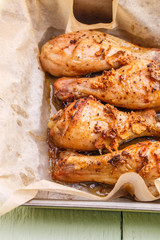 Cooked poultry on wax paper