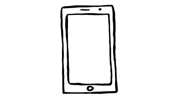 Handmade smartphone or tablet doodle animation. White background