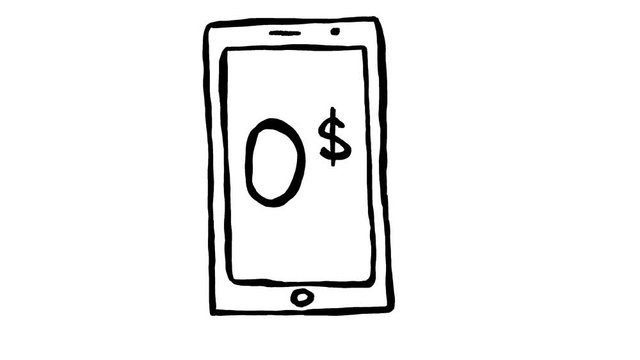 0$ smartphone on white background