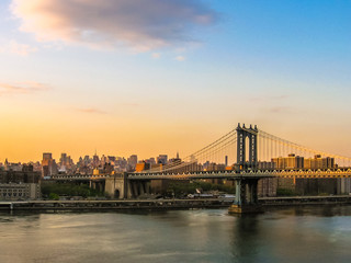 Fototapeta na wymiar Manhattan Bridge at sunset, New York, USA