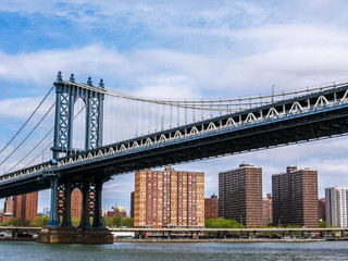 under the Manhattan Bridge of New York on the East river