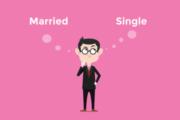 confused to decide for being married vs single and comparing about its benefits illustration