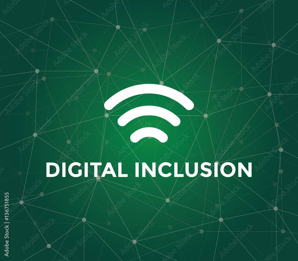Poster three bar signal icon illustration for digital inclusion - an ability of individuals and groups to a