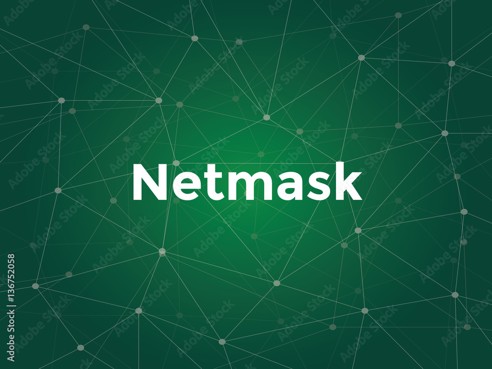 Aufkleber illustration white text on green background for netmask on networking