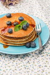 Pancakes with fresh blackberries
