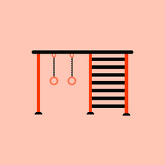 Vector illustration in flat style park playground equipment rings