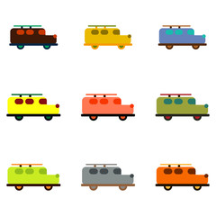 stylish icon in flat style retro car collection