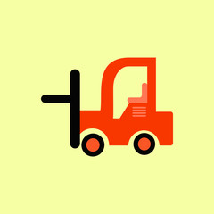 Vector illustration in flat style Forklift truck