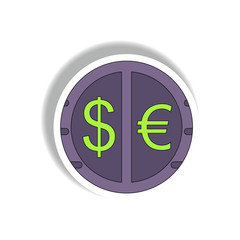 currency stock market sign Vector illustration in paper sticker style of currency exchange