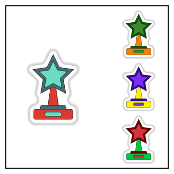 Collection of Vector illustration in paper sticker style cinema award with big star
