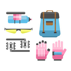 Flat bicycle equipment icon rider vector illustration.