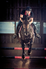 Indoors Horse Jumping