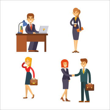 Business people man and woman vector illustration.