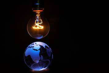 Light bulb and earth