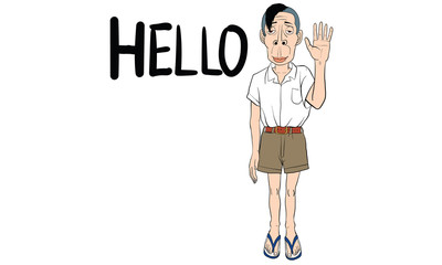 man action, say hello