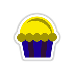 Vector illustration in paper sticker style Cupcake