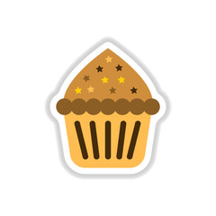 Vector illustration in paper sticker style Cupcake