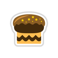 Vector illustration in paper sticker style delicious cake