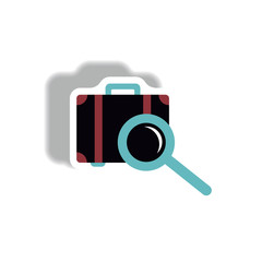 stylish icon in paper sticker style baggage Scanner