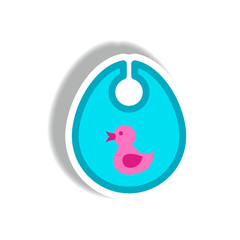 stylish icon in paper sticker style children bib duck