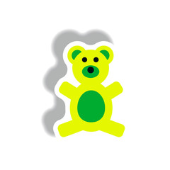 stylish icon in paper sticker style toy bear