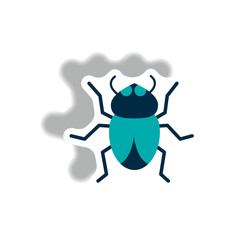 stylish icon in paper sticker style beetle insect