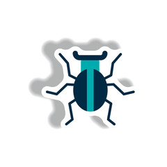 stylish icon in paper sticker style beetle insect