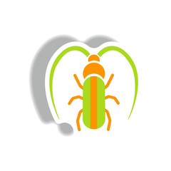 stylish icon in paper sticker style beetle barbel