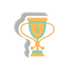 stylish icon in paper sticker style cup winner
