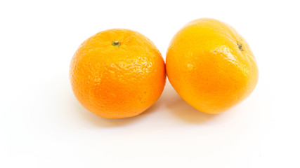 fresh oranges on white background