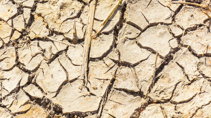 top view of Crack soil and dry , Global worming effect concept