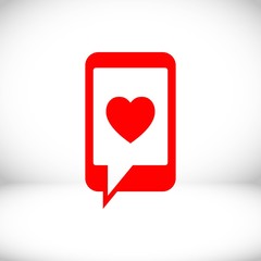 phone with hearts on the screen icon stock vector illustration flat design