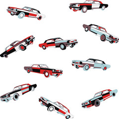 Seamless Retro Car Background  - vector illustration