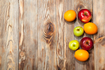 Fruit on a wooden background