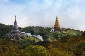 Naklejka premium Phra Maha Dhatu Nabha Metaneedol,Pagoda at Doi Inthanon National Park, Thailand.