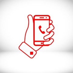 phone in hand icon stock vector illustration flat design