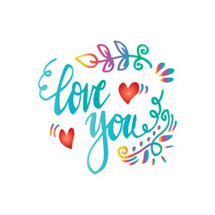 Obraz premium Love you hand lettering