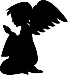 Angel with Wings Praying in Silhouette - 136761235