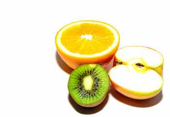 Apple, kiwi and orange