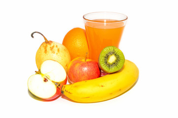 Pear, Apple, banana, kiwi and orange