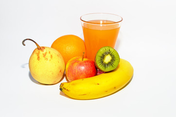 Pear, Apple, banana, kiwi and orange