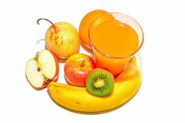 Pear, Apple, banana, kiwi and orange