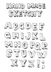 handmade sketchy vector font