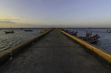 Fototapeta premium Bridge Harbor Fishing boat